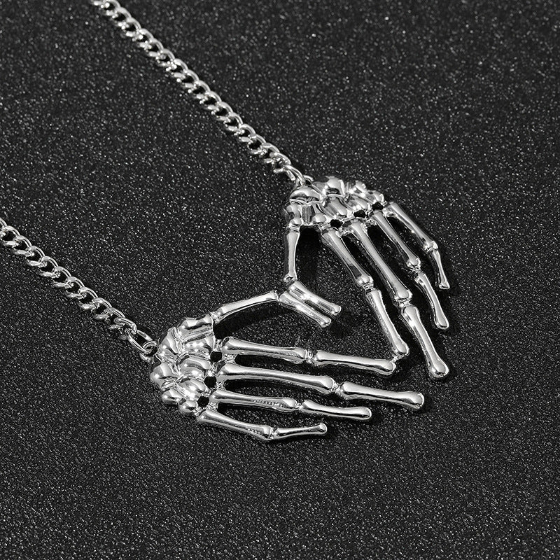 Wholesale Gothic Skeleton Hand Men's Pendant Alloy Necklace